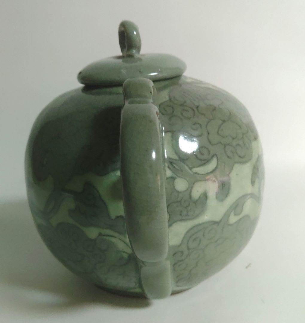 高麗　青磁　花草唐子紋水注　韓国　ポット　急須 高麗 青磁 花草唐子紋水注 韓国 ポット 急須 高麗 青磁 花草唐子紋水